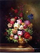 unknow artist, Floral, beautiful classical still life of flowers.046